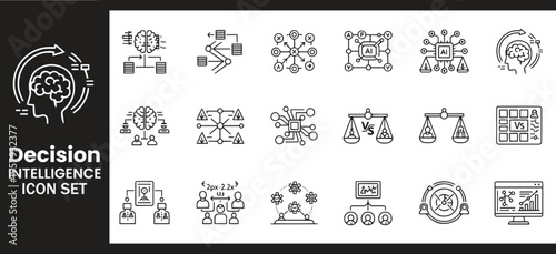 Decision Intelligence and AI Neural Network Strategic Planning Icon Set
