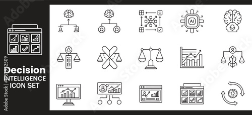 Decision Intelligence and AI Data Analytics Dashboard Icon Set