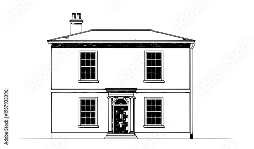 Minimal luxury historic houses row Victorian Georgian vector illustration