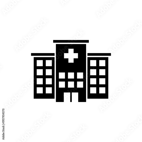 Hospital building silhouette icon. Medical healthcare symbol