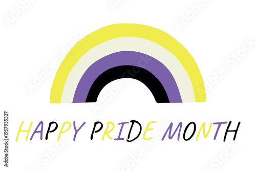 Colorful rainbow shape Non-binary pride flag Happy pride day LGBTQIA community Pride Month Vector hand drawn doodle for posters, stickers, logo, cards