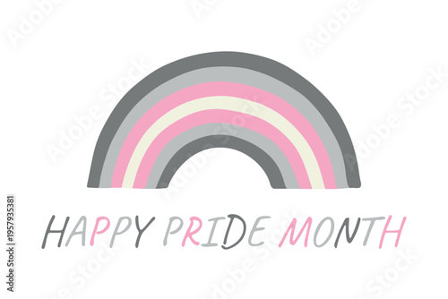 Colorful rainbow shape Demigirl pride flag Happy pride day LGBTQIA community Pride Month Vector hand drawn doodle for posters, stickers, logo, cards