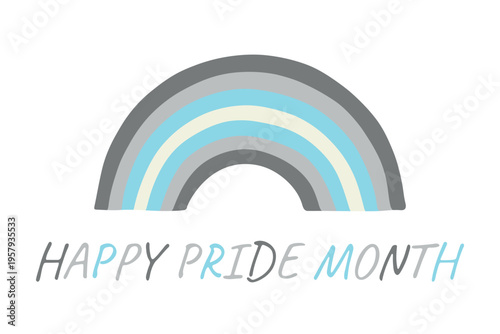 Colorful rainbow shape Demiboy pride flag Happy pride day LGBTQIA community Pride Month Vector hand drawn doodle for posters, stickers, logo, cards