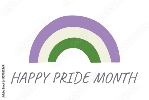 Colorful rainbow shape Genderqueer pride flag Happy pride day LGBTQIA community Pride Month Vector hand drawn doodle for posters, stickers, logo, cards