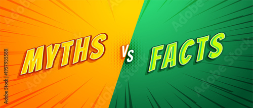 myths vs facts battle concept background in comic style