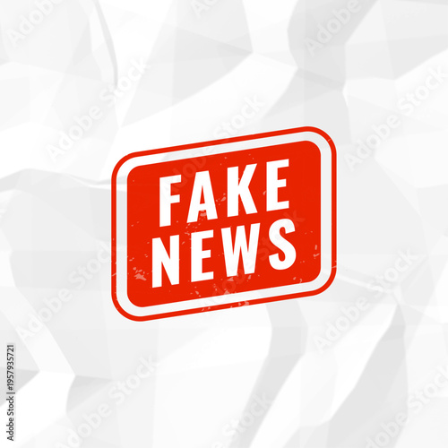 fake news stamp on wrinkle background