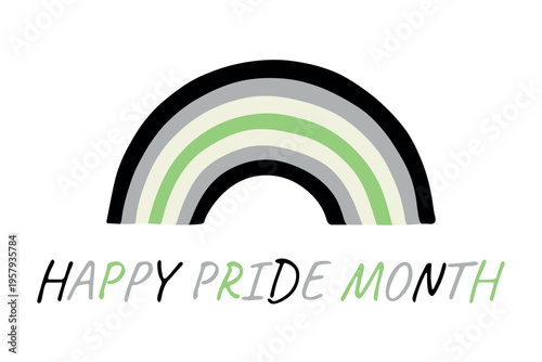 Colorful rainbow shape Agender pride flag Happy pride day LGBTQIA community Pride Month Vector hand drawn doodle for posters, stickers, logo, cards