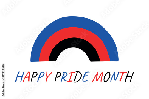 Colorful rainbow shape Polyamory pride flag Happy pride day LGBTQIA community Pride Month Vector hand drawn doodle for posters, stickers, logo, cards