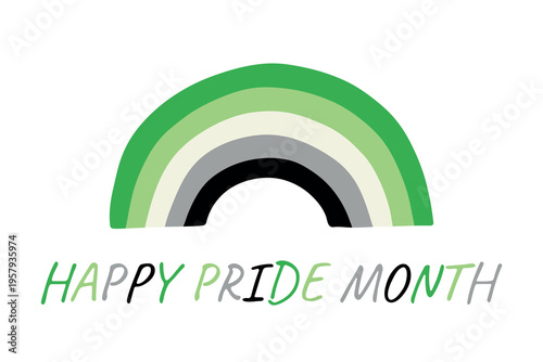 Colorful rainbow shape Aromantic pride flag Happy pride day LGBTQIA community Pride Month Vector hand drawn doodle for posters, stickers, logo, cards