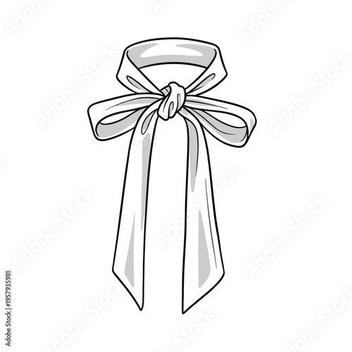 Illustration of a halter strap tied in an elegant bow, isolated on a clean white background, showcasing simplicity and style