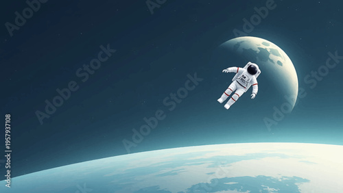 Astronaut floating in space vector illustration