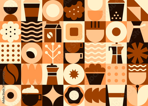 Geometric Coffee Pattern Illustration