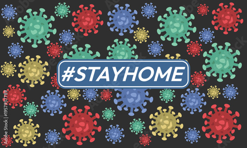 Stay home vector content on a white background. #stayhome background. seamless virus pattern.