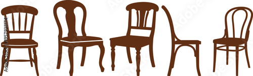 Antique Vintage Wooden Chair Vector Design for Interior Decor