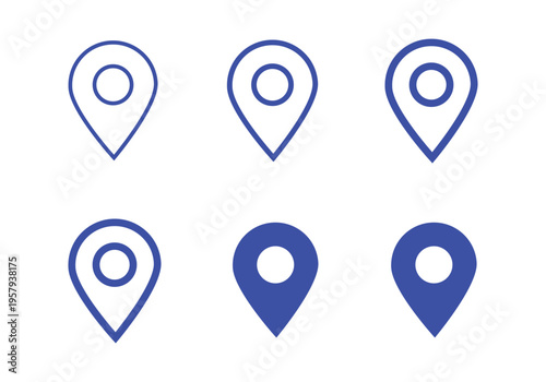 Location pin icon. Minimal map marker vector for navigation apps. Geotag pointer marking place and position symbol. Clean destination point sign pictogram concept.