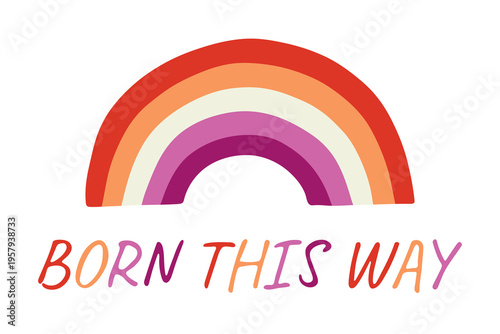 Colorful rainbow shape Lesbian pride flag Happy pride day LGBTQIA community Pride Month Vector hand drawn doodle for posters, stickers, logo, cards