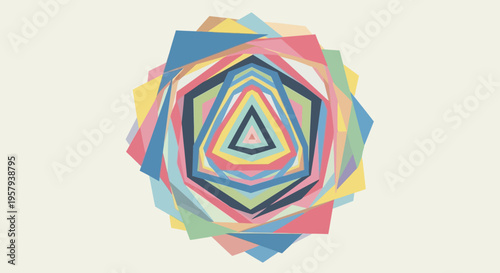 Colorful Geometric Abstract Pattern with Hexagonal and Triangular Shapes