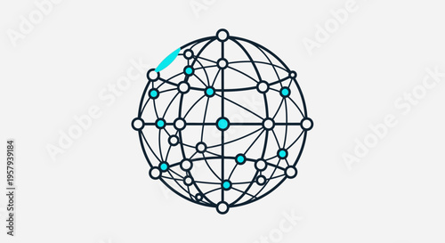Abstract Digital Network Globe with Connections and Nodes