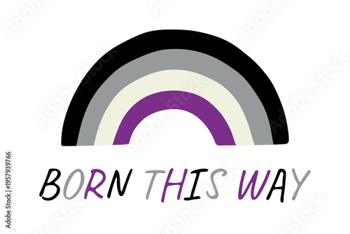 Colorful rainbow shape Asexual pride flag Happy pride day LGBTQIA community Pride Month Vector hand drawn doodle for posters, stickers, logo, cards