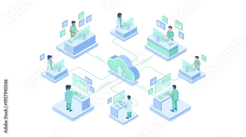 Isometric Healthcare Cloud Computing Network with Medical Professionals Using SaaS Technology Platform for Digital Health Data Management