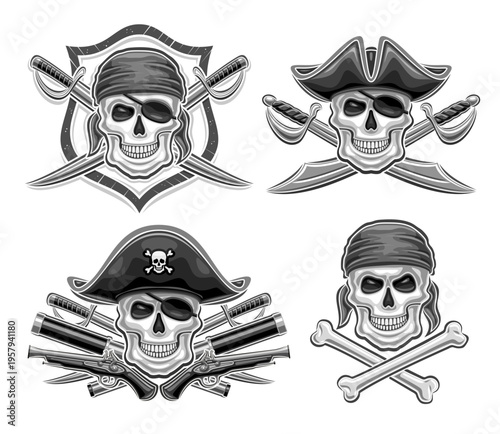 Vector Pirate Skull Set