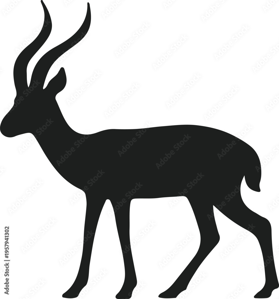 Fototapeta premium Silhouette of a gazelle or antelope standing in profile