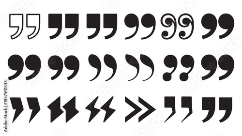 A visually appealing collection of quotation marks in various styles and sizes, perfect for adding emphasis and structure to text