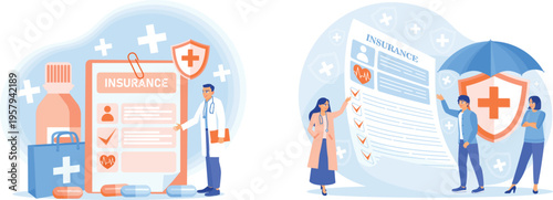 Healthcare professionals explaining insurance coverage and benefits to patients