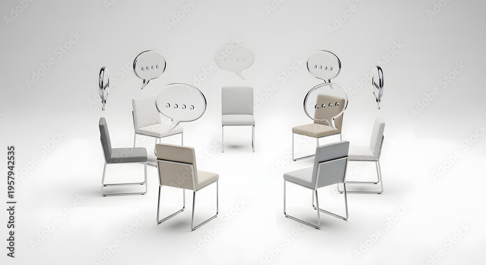 Fototapeta premium Group Discussion Chairs in Round Setup