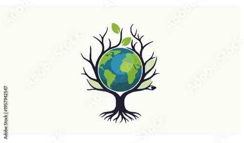Eco earth tree concept vector illustration sustainability design