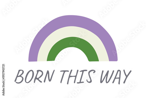 Colorful rainbow shape Genderqueer pride flag Happy pride day LGBTQIA community Pride Month Vector hand drawn doodle for posters, stickers, logo, cards