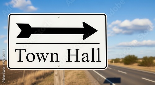 Town Hall Direction Sign On A Roadside