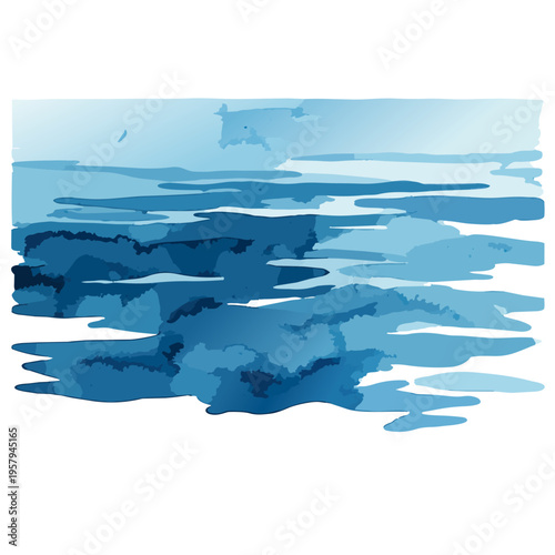 海の波　水彩画風