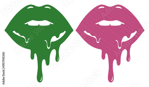Vibrant melting lips with dripping color, symbolizing passion and creativity