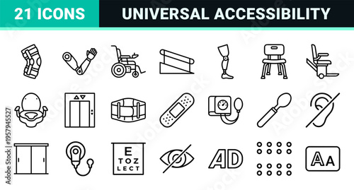 Disability Accessibility and Universal Design Outline Symbols for Healthcare Information Systems and Inclusive User Interfaces