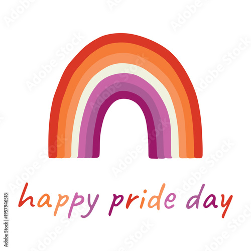 Colorful rainbow shape Lesbian pride flag Happy pride day LGBTQIA community Pride Month Vector hand drawn doodle for posters, stickers, logo, cards