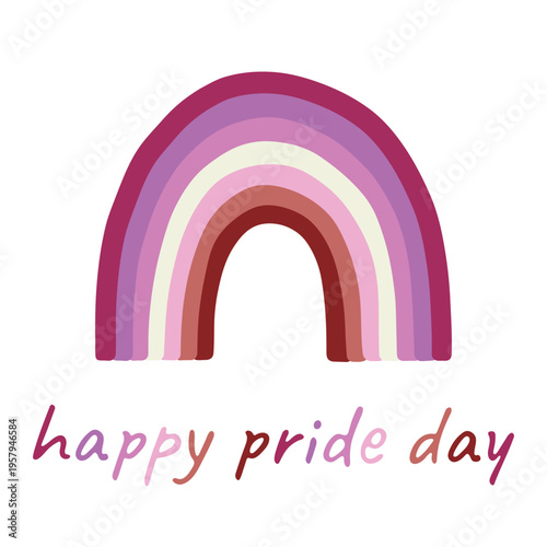 Colorful rainbow shape Lesbian pride flag Happy pride day LGBTQIA community Pride Month Vector hand drawn doodle for posters, stickers, logo, cards