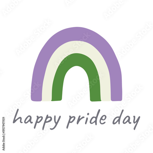 Colorful rainbow shape Genderqueer pride flag Happy pride day LGBTQIA community Pride Month Vector hand drawn doodle for posters, stickers, logo, cards