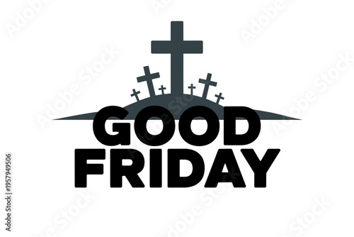 A minimalist vector graphic illustration of a Good Friday icon with crosses