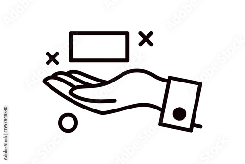 A minimalist vector graphic of a hand rejecting or dismissing something