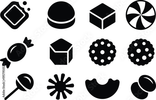Fotografie candy sweets icon set, dessert confectionery collection, chocolate sugar snack s