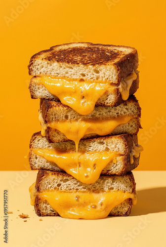 Gourmet Grilled Cheese Sandwiches with Oozing Melted Cheese