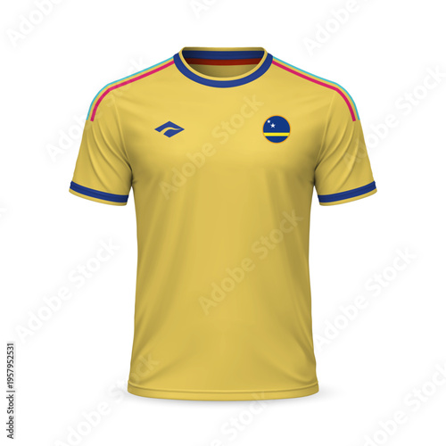 3d realistic away soccer jersey Curacao national team, shirt template