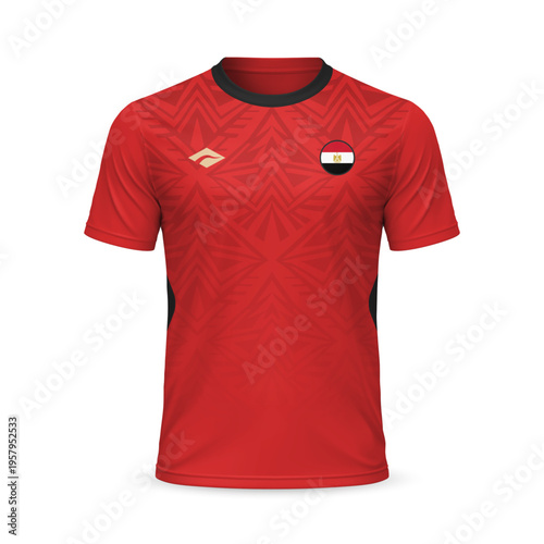 3d realistic home soccer jersey Egypt national team, shirt template
