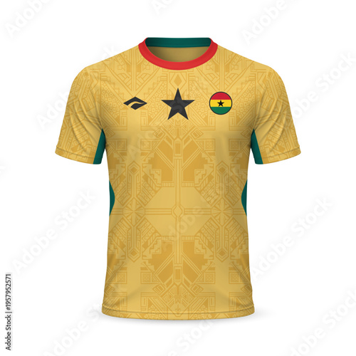 3d realistic away soccer jersey Ghana national team, shirt template