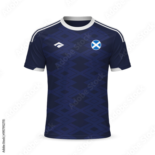 3d realistic home soccer jersey Scotland national team, shirt template