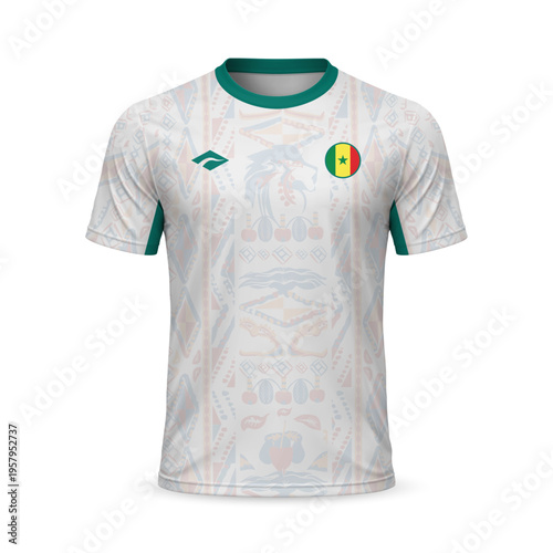 3d realistic home soccer jersey Senegal national team, shirt template