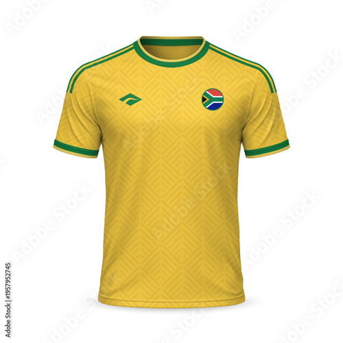 3d realistic home soccer jersey South Africa national team, shirt template