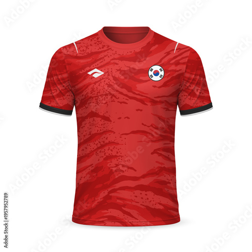 3d realistic home soccer jersey South Korea national team, shirt template