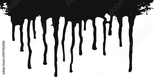 Vector illustration of black ink splashes and splats featuring a business teamwork concept with people silhouettes and a 3d hand icon representing success